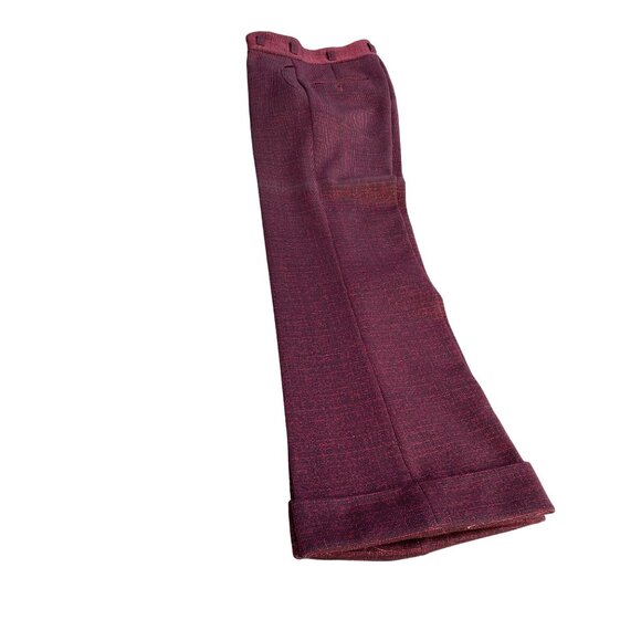 Vintage Maroon Tweed Mens Pants With Cuffed Hem - Picture 3 of 5